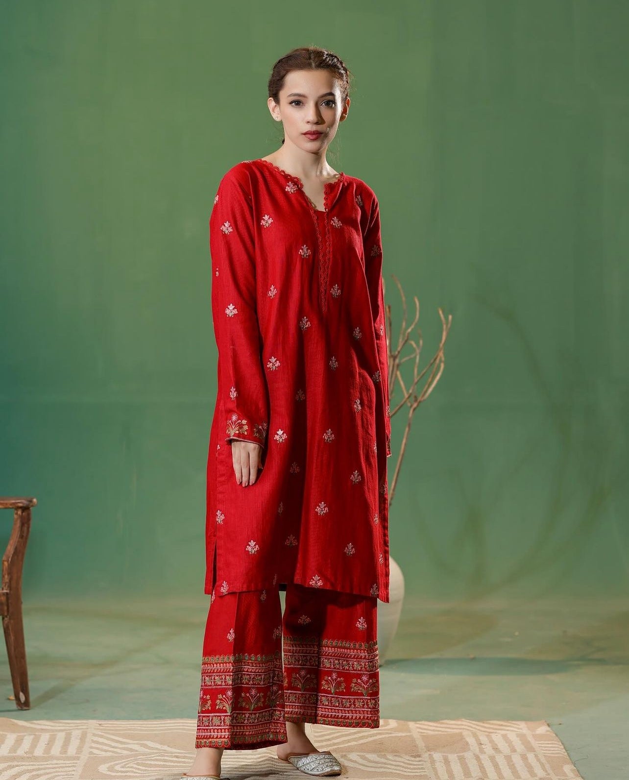 Maha - 2pc Embroidered Dhanak Suit